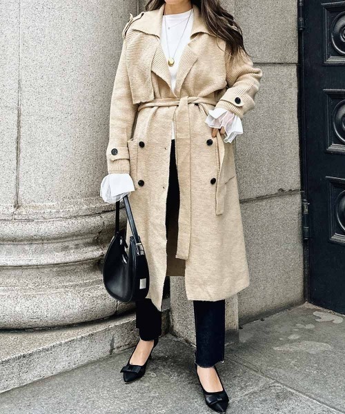 esutoreja（エストレジャ）の「ロングニットカーディガン（カーディガン/ボレロ・レディース・ブラック/ベージュ・FREE）」の6枚目の写真