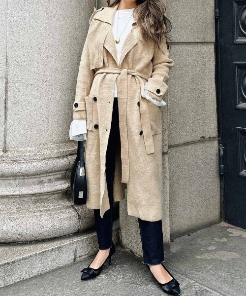 esutoreja（エストレジャ）の「ロングニットカーディガン（カーディガン/ボレロ・レディース・ブラック/ベージュ・FREE）」の5枚目の写真