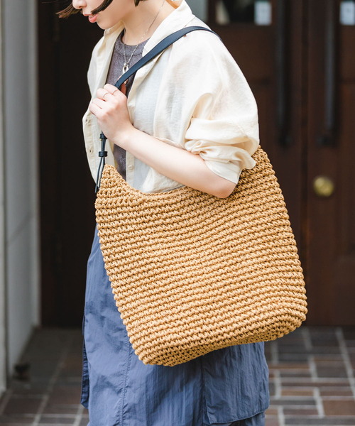 RODE SKO（ロデスコ）の「ワンハンドルペーパートートバッグ（トートバッグ・レディース・キャメル/グレー・ONE）」の5枚目の写真