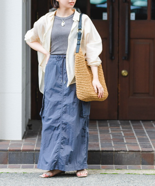 RODE SKO（ロデスコ）の「ワンハンドルペーパートートバッグ（トートバッグ・レディース・キャメル/グレー・ONE）」の7枚目の写真