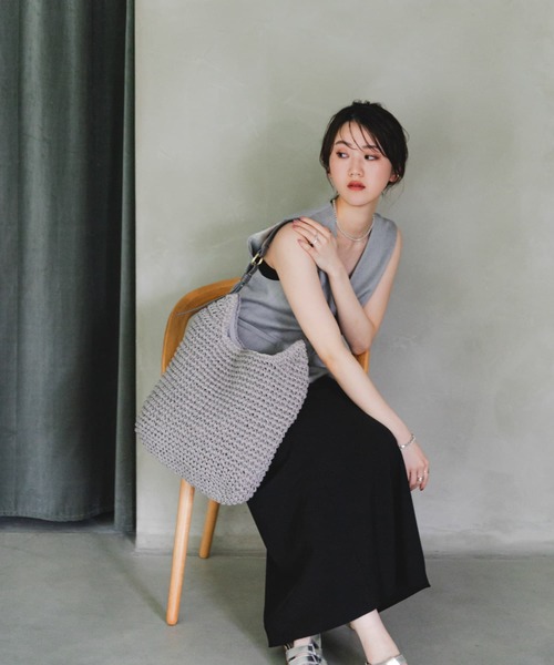 RODE SKO（ロデスコ）の「ワンハンドルペーパートートバッグ（トートバッグ・レディース・キャメル/グレー・ONE）」の21枚目の写真