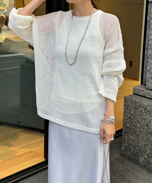 セール】【真夏にも着られる！】メッシュルーズニット（ニット