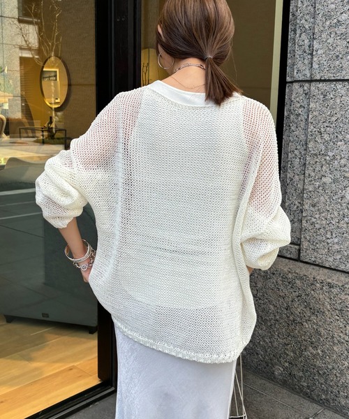 新品 DOUDOU ドゥドゥ メッシュルーズニット オフホワイト セール】【真夏にも着られる!】メッシュルーズニット(ニット
