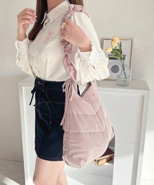 apres jour（アプレジュール）の「ギャザーショルダーバッグ【ZOZOTOWN限定アイテム】（ショルダーバッグ・レディース・ブラック/アイボリー/ピンク・FREE）」の3枚目の写真