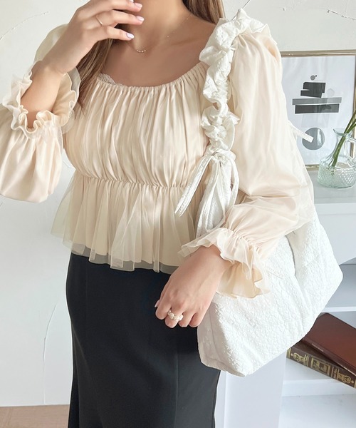 apres jour（アプレジュール）の「ギャザーショルダーバッグ【ZOZOTOWN限定アイテム】（ショルダーバッグ・レディース・ブラック/アイボリー/ピンク・FREE）」の11枚目の写真