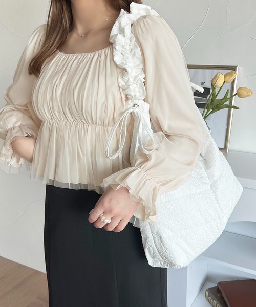 apres jour（アプレジュール）の「ギャザーショルダーバッグ【ZOZOTOWN限定アイテム】（ショルダーバッグ・レディース・ブラック/アイボリー/ピンク・FREE）」の10枚目の写真