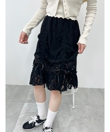 WC（ダブル シー）の「リボンドロストレースミドルスカート《長さ調節可能》（スカート）」