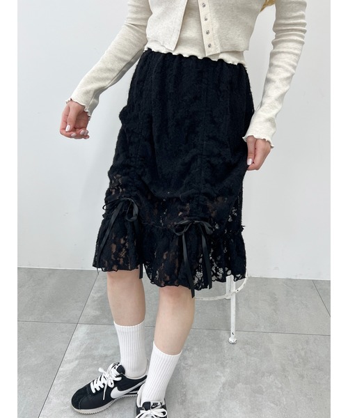 WC（ダブル シー）の「リボンドロストレースミドルスカート《長さ調節