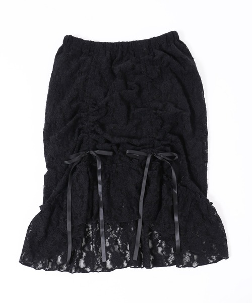 WC(ダブル シー)の「リボンドロストレースミドルスカート《長さ調節可能》(スカート・レディース・アイボリー/ブラック・FREE)」の19枚目の写真