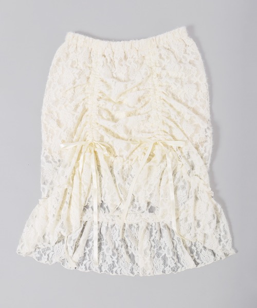 WC(ダブル シー)の「リボンドロストレースミドルスカート《長さ調節可能》(スカート・レディース・アイボリー/ブラック・FREE)」の20枚目の写真