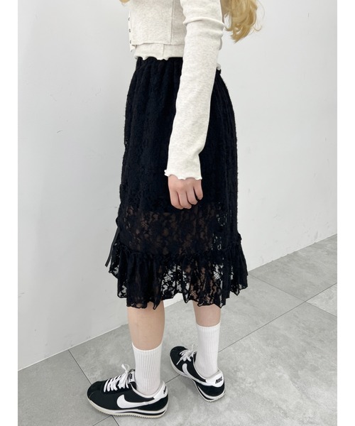 WC(ダブル シー)の「リボンドロストレースミドルスカート《長さ調節可能》(スカート・レディース・アイボリー/ブラック・FREE)」の13枚目の写真