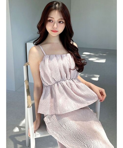 RESEXXY（リゼクシー）の「ジャガードペプラムキャミチュニック【セットアップ着用可能】（キャミソール・レディース・ホワイト/ブラック/ピンク・FREE）」の4枚目の写真