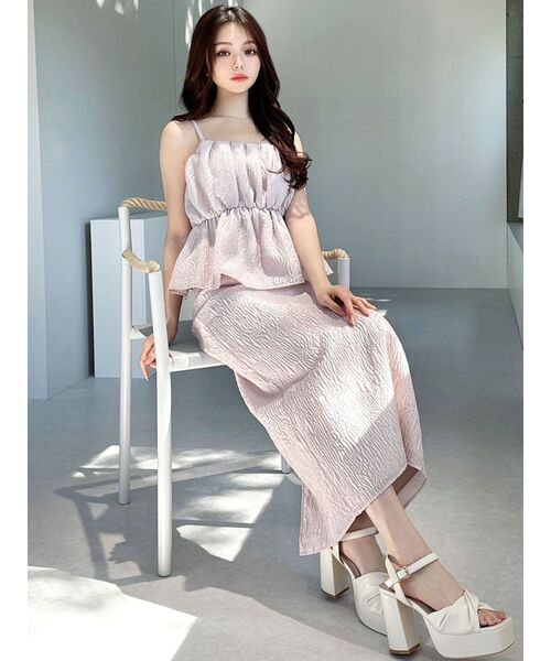 RESEXXY（リゼクシー）の「ジャガードペプラムキャミチュニック【セットアップ着用可能】（キャミソール・レディース・ホワイト/ブラック/ピンク・FREE）」の6枚目の写真