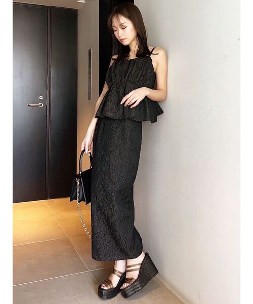 RESEXXY（リゼクシー）の「ジャガードペプラムキャミチュニック【セットアップ着用可能】（キャミソール・レディース・ホワイト/ブラック/ピンク・FREE）」の14枚目の写真