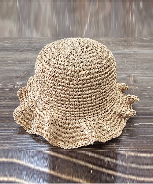 UP START(アップスタート)の「【Strawberry Vally】手編みフリルペーパーハット 大人カジュアル(ハット・レディース・ブラック/キナリ/ベージュ・FREE)」の3枚目の写真