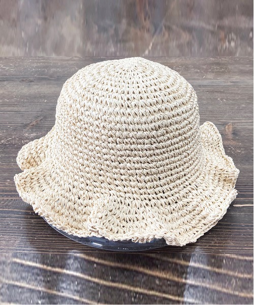 UP START(アップスタート)の「【Strawberry Vally】手編みフリルペーパーハット 大人カジュアル(ハット・レディース・ブラック/キナリ/ベージュ・FREE)」の2枚目の写真