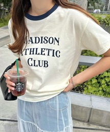 アソートロゴプリント半袖リンガーTシャツ