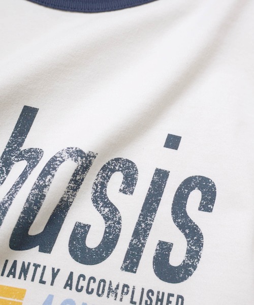 andme(アンドミー)の「アソートロゴプリント半袖リンガーTシャツ(Tシャツ/カットソー・レディース・ネイビー系/チャコールグレー/グリーン系/ネイビー・M)」の7枚目の写真