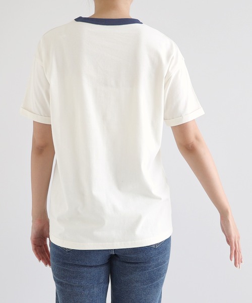 andme(アンドミー)の「アソートロゴプリント半袖リンガーTシャツ(Tシャツ/カットソー・レディース・ネイビー系/チャコールグレー/グリーン系/ネイビー・M)」の22枚目の写真