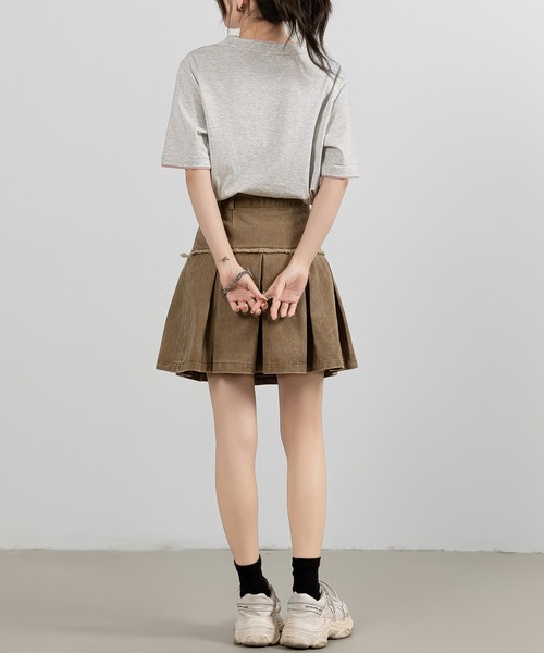 DAY CLOSET（デイ クローゼット）の「レディース 半袖レイヤード風ワンポイントハートロゴTシャツ（Tシャツ/カットソー・レディース・ブラック/ホワイト/チャコールグレー/杢グレー・FREE）」の7枚目の写真