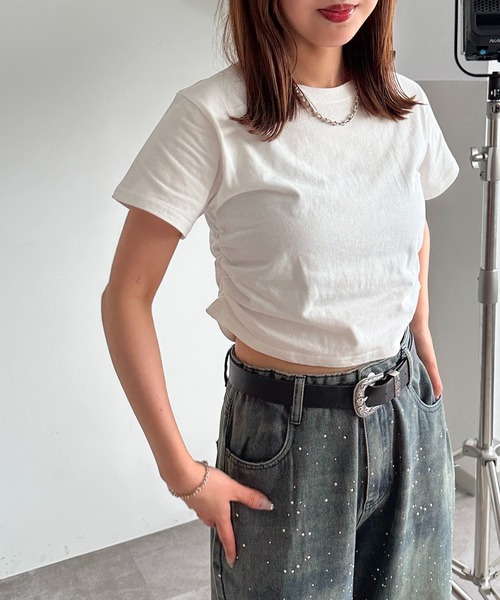 apres jour mignon(アプレジュールミニョン)の「サイドシャーリングT【ZOZOTOWN限定アイテム】(Tシャツ/カットソー・レディース・ピンク/レッド/オフホワイト/ナチュラル/ブラック・X-LARGE/フリー)」の11枚目の写真