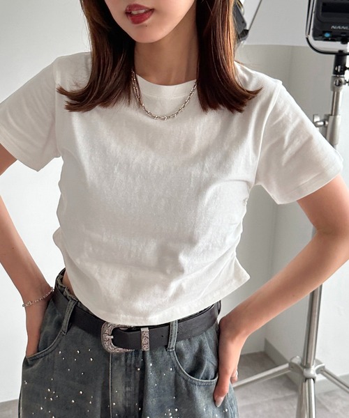 jolie mignon ジョリーミニョン　異素材スカラップ付きTシャツ36 jolie mignon ジョリーミニョン｜M'S STYLE