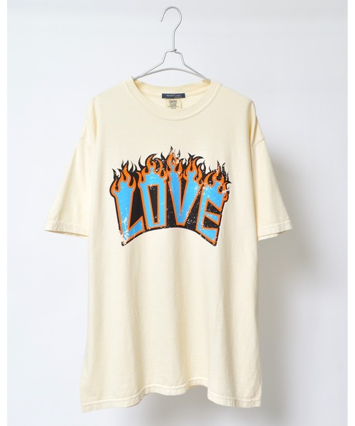 MODISH GAZE(モディシュガゼ)の「【MODISH GAZE】LOVEロゴプリント ピグメント加工 ビッグシルエットTシャツ (CP)(Tシャツ/カットソー・レディース・ネイビー/アイボリー/スミクロ・FREE)」の16枚目の写真
