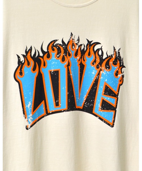 MODISH GAZE(モディシュガゼ)の「【MODISH GAZE】LOVEロゴプリント ピグメント加工 ビッグシルエットTシャツ (CP)(Tシャツ/カットソー・レディース・ネイビー/アイボリー/スミクロ・FREE)」の17枚目の写真