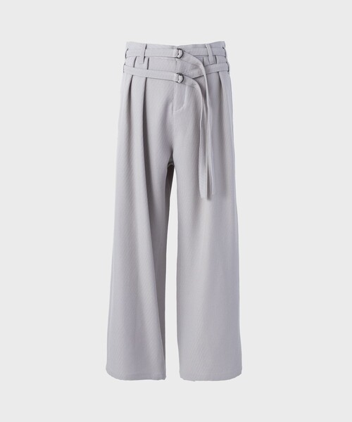 SHAREEF(シャリーフ)の「DOUBLE BELT PANTS(スラックス・メンズ・カーキ/アイボリー・1/2)」の2枚目の写真