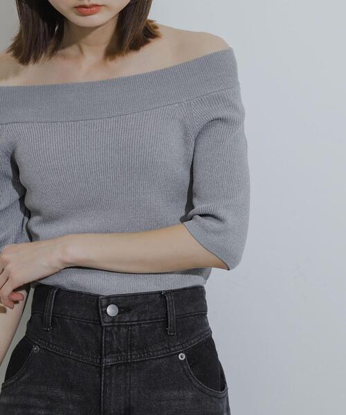 SENSE OF PLACE by URBAN RESEARCH(センスオブプレイスバイアーバンリサーチ)の「2WAYオフショルニットプルオーバー(ニット/セーター・レディース・イエロー/ブラック/グレー/オフホワイト/レッド/ブラウン・ONE)」の17枚目の写真