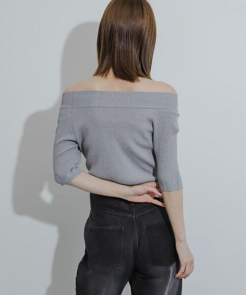 SENSE OF PLACE by URBAN RESEARCH(センスオブプレイスバイアーバンリサーチ)の「2WAYオフショルニットプルオーバー(ニット/セーター・レディース・イエロー/ブラック/グレー/オフホワイト/レッド/ブラウン・ONE)」の19枚目の写真