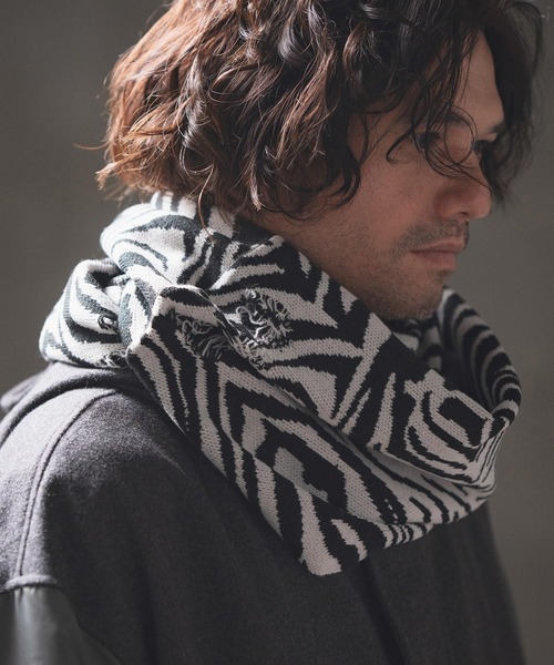 【セール】mko12124- Zebra jacquard snood ニットスヌード（ネックウォーマー/スヌード）｜GLIMCLAP（グリムクラップ）