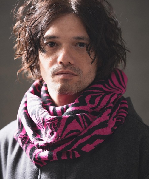 【セール】mko12124- Zebra jacquard snood ニットスヌード（ネックウォーマー/スヌード）｜GLIMCLAP（グリムクラップ）