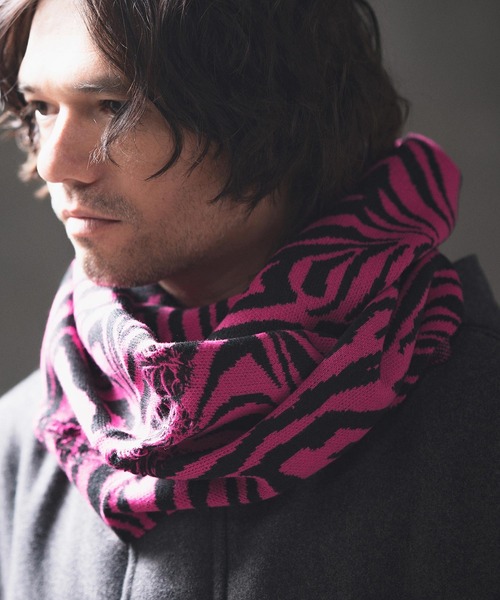 【セール】mko12124- Zebra jacquard snood ニットスヌード（ネックウォーマー/スヌード）｜GLIMCLAP（グリムクラップ）