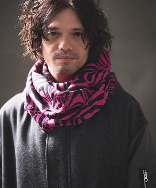 【セール】mko12124- Zebra jacquard snood ニットスヌード（ネックウォーマー/スヌード）｜GLIMCLAP（グリムクラップ）