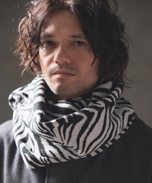 【セール】mko12124- Zebra jacquard snood ニットスヌード（ネックウォーマー/スヌード）｜GLIMCLAP（グリムクラップ）