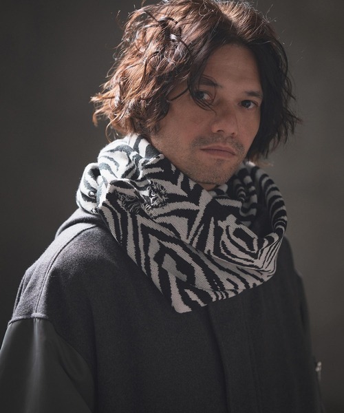 【セール】mko12124- Zebra jacquard snood ニットスヌード（ネックウォーマー/スヌード）｜GLIMCLAP（グリムクラップ）