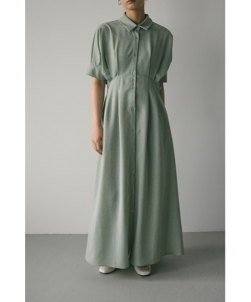 STYLEMIXER(スタイルミキサー)の「タックスリーブシャツワンピース(ワンピース・レディース・ブラウン/ベージュ/ミント・SMALL/MEDIUM)」の3枚目の写真