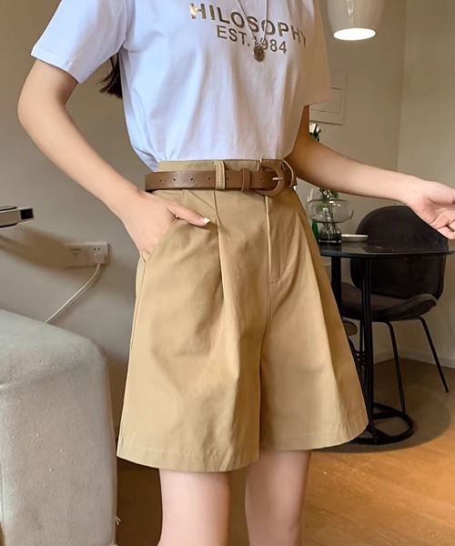 Dream garden(ドリームガーデン)の「ベルト付きショートパンツ 2点セット(その他パンツ・レディース・ブラック/ベージュ/カーキ・M/S/XL/L)」の17枚目の写真