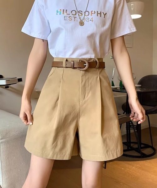 Dream garden(ドリームガーデン)の「ベルト付きショートパンツ 2点セット(その他パンツ・レディース・ブラック/ベージュ/カーキ・M/S/XL/L)」の11枚目の写真