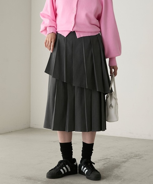 アソート柄ティアードプリーツミディスカート（スカート）｜BONLECILL