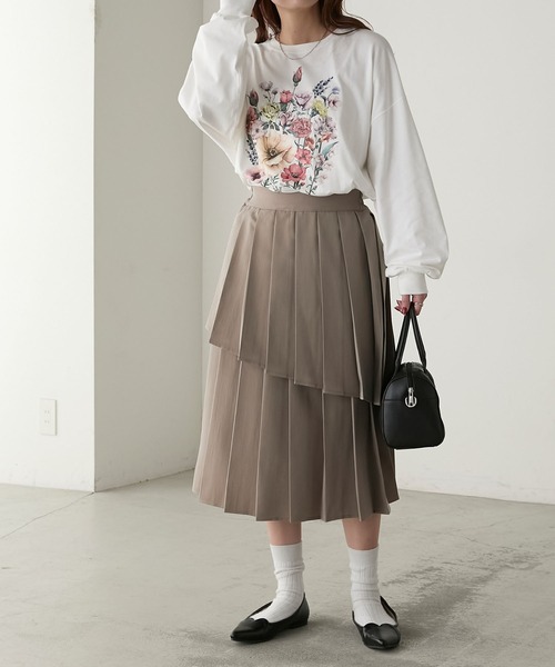 アソート柄ティアードプリーツミディスカート（スカート）｜BONLECILL