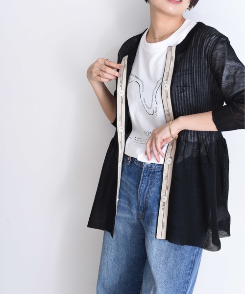 【新品未使用】Eimee Law ロゴテープカーディガン EC限定】フィット＆フレアーロゴテープカーデ Eimee Law│Eimee