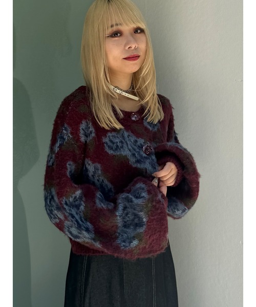 jouetie（ジュエティ）の「パターン2WAYカーデニット/赤ニット（ニット/セーター・レディース・ボルドー/アイボリー・MEDIUM）」の15枚目の写真
