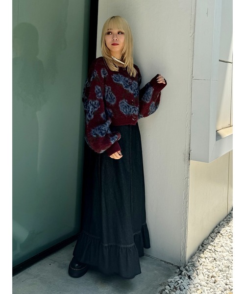 jouetie（ジュエティ）の「パターン2WAYカーデニット/赤ニット（ニット/セーター・レディース・ボルドー/アイボリー・MEDIUM）」の20枚目の写真