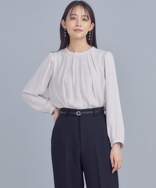 組曲（クミキョク）の「ジョーゼットシフォン タックブラウス（シャツ/ブラウス・レディース・ネイビー系/アイボリー系/ローズ系・3/2）」の3枚目の写真