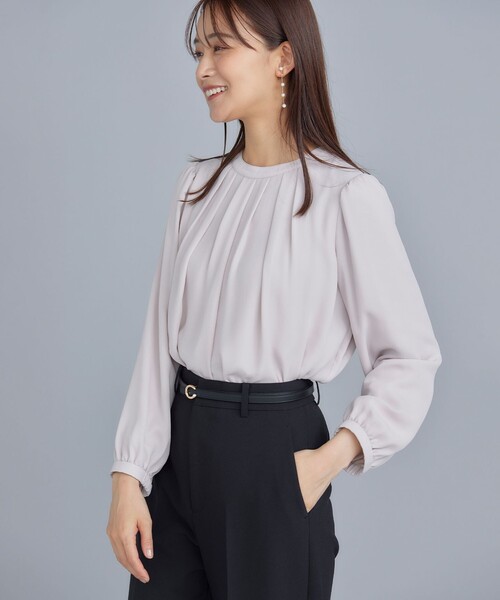 組曲（クミキョク）の「ジョーゼットシフォン タックブラウス（シャツ/ブラウス・レディース・ネイビー系/アイボリー系/ローズ系・3/2）」の7枚目の写真