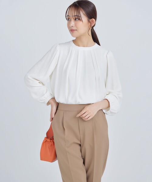 組曲（クミキョク）の「ジョーゼットシフォン タックブラウス（シャツ/ブラウス・レディース・ネイビー系/アイボリー系/ローズ系・3/2）」の12枚目の写真