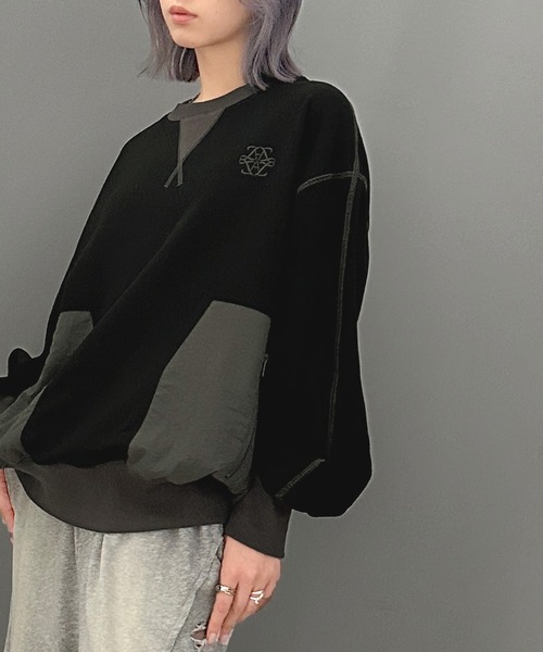 Java（ジャバ）の「《JaVa ジャバコラボ》大人カジュアルの進化版。胸刺繍裏起毛異素材コンビBigポケットステッチ使いスウェット（スウェット・メンズ・チャコールグレー/ブラック/オートミール・MEDIUM/LARGE/X-LARGE/SMALL）」の16枚目の写真