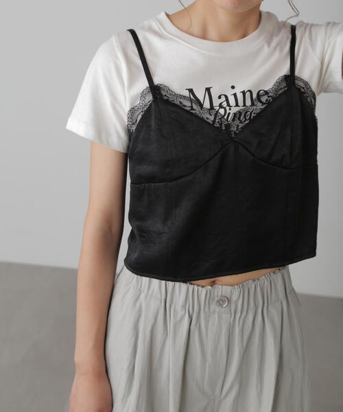 FREE'S MART（フリーズマート）の「◆サテンレースキャミソール（キャミソール・レディース・グレー/ブラック・FREE）」の7枚目の写真